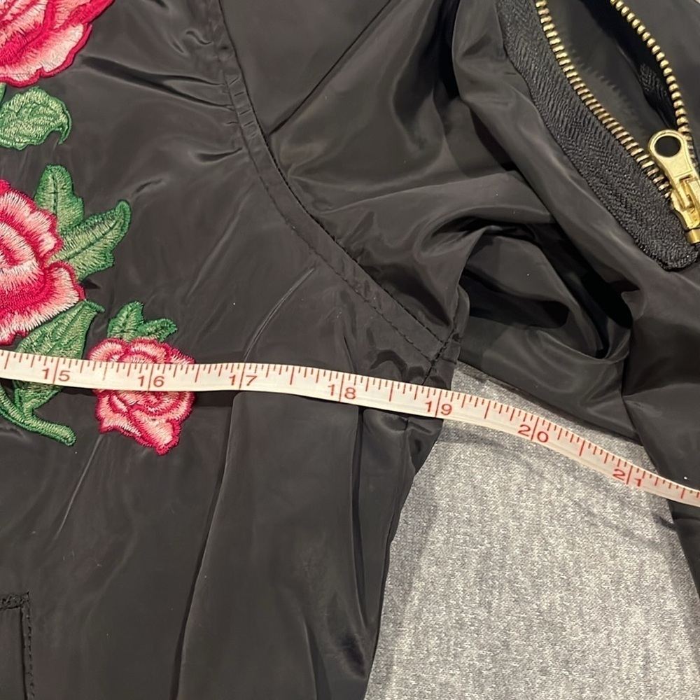 Love Tree Black satin embroidered Bomber Jacket. - Picture 9 of 10